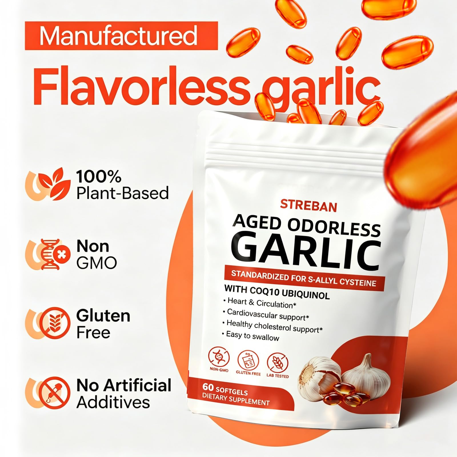 Aged Garlic Extract 600mg Softgels, Odorless Garlic Supplement (1) — Amazon image 4