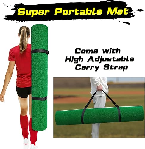 Miniatura 5 de Beoub Alfombrilla de bateo de alta resistencia, portátil, para sóftbol, béisbol, con incrustaciones de placa para el hogar, caja de bateo, césped