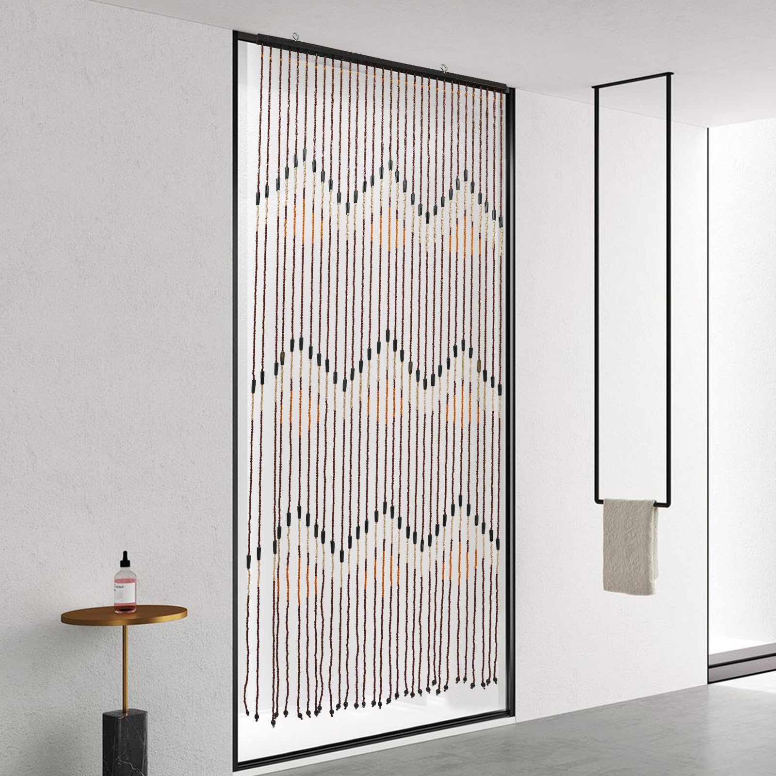 Rideau de perles en bois de bambou - 90 x 195 cm - Ouverture de porte - Rideau décoratif - Convient pour vérandas, couloirs et entrées de chambre