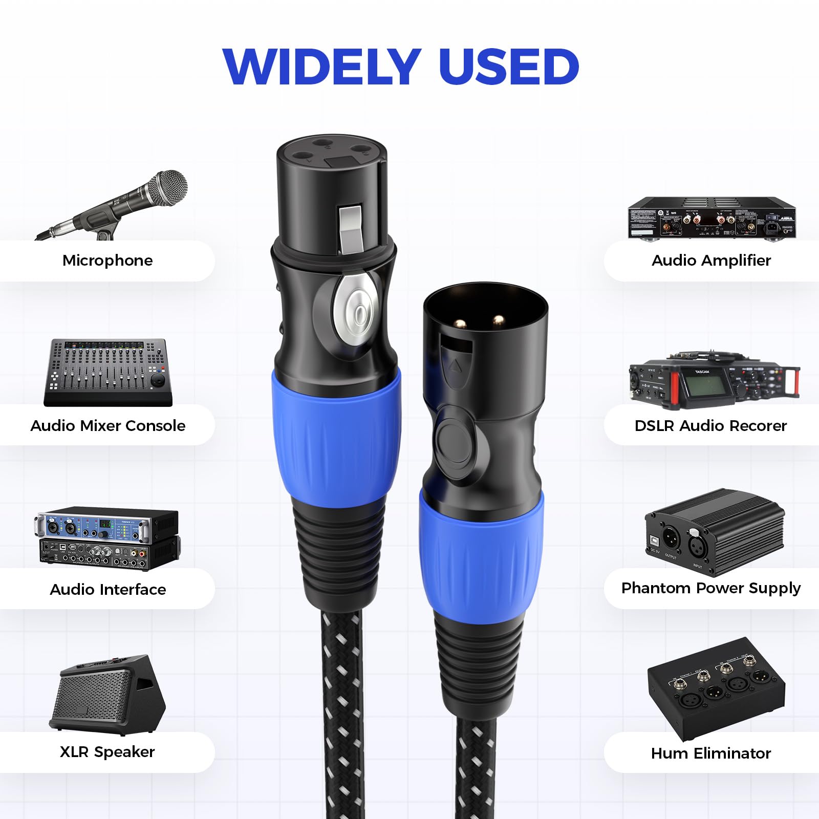 Confezione da 2 cavi XLR per microfono, 15,7 m, senza rumore, a lunga durata, da maschio a femmina, cavo bilanciato per microfono, mixer, amplificatore, monitor da studio, DMX, 24AWG, rosso e