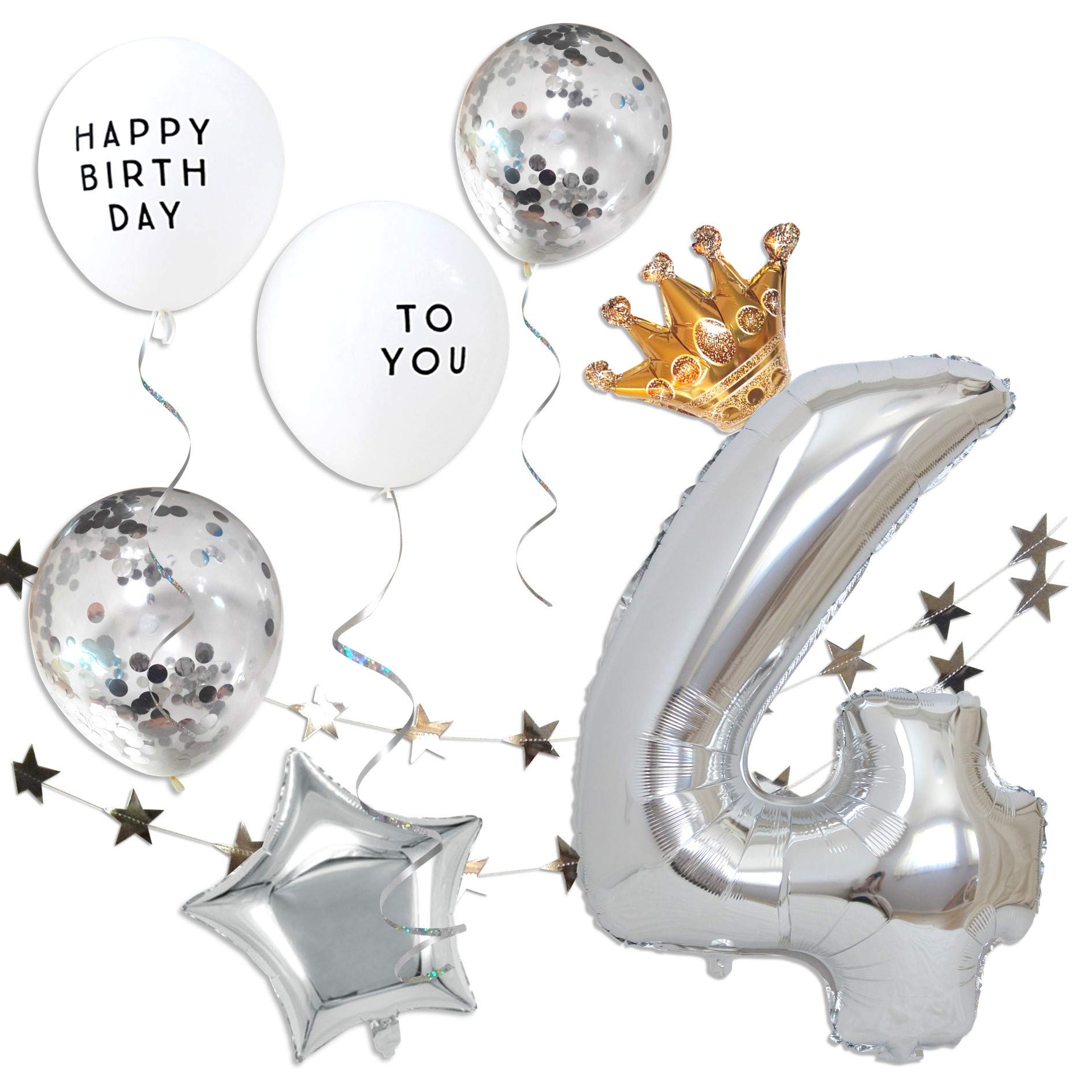 Amazon | deerzon 誕生日 飾り付け 数字 バルーン セット シルバー 
