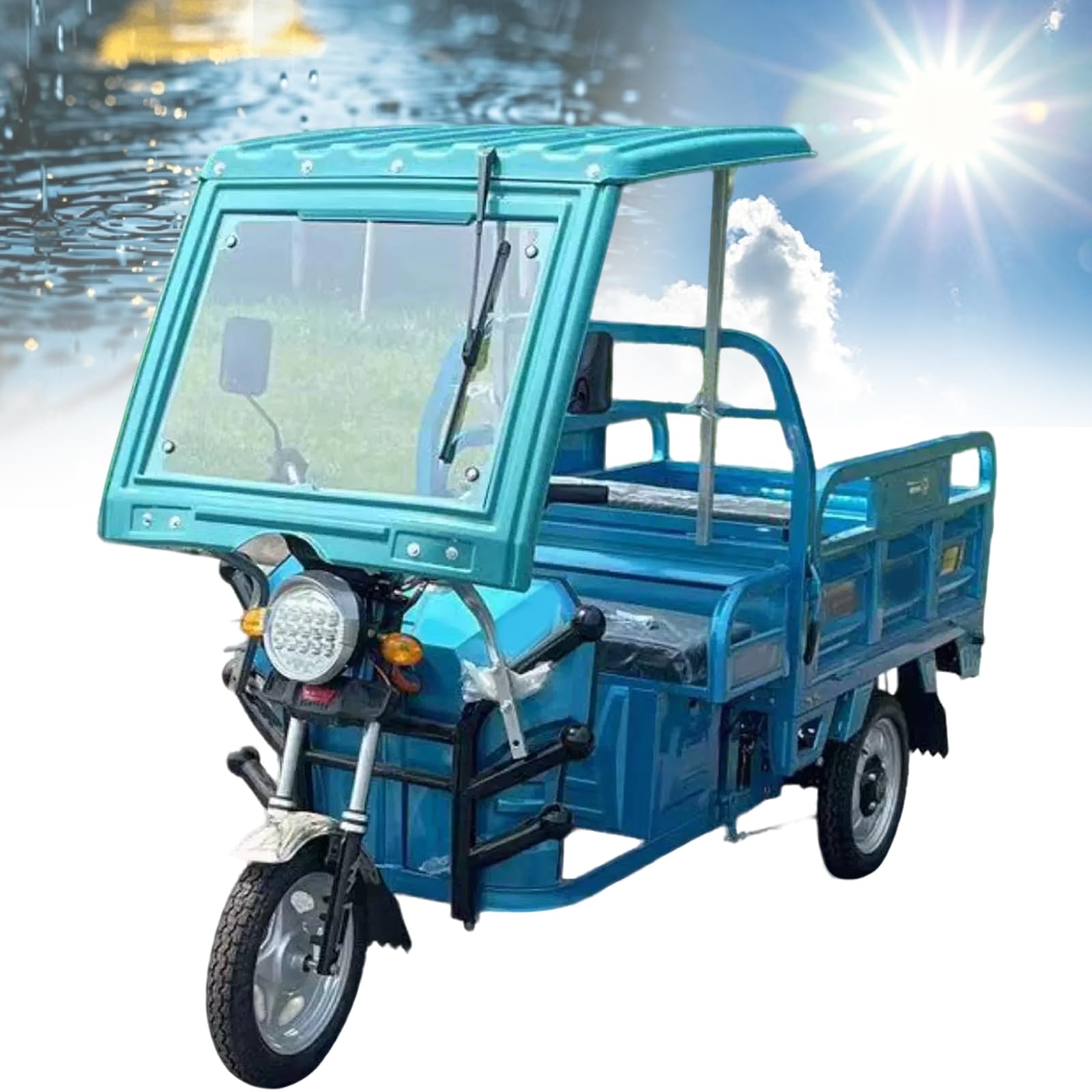 VILA SMO Heavy Duty Electric Tricycle Cover, Three-Wheeler Cab Awning, with Trike Windshield, All-Season, for Windproof and Rainproof, Accessories Fit for Various 3 Wheel Bike Types