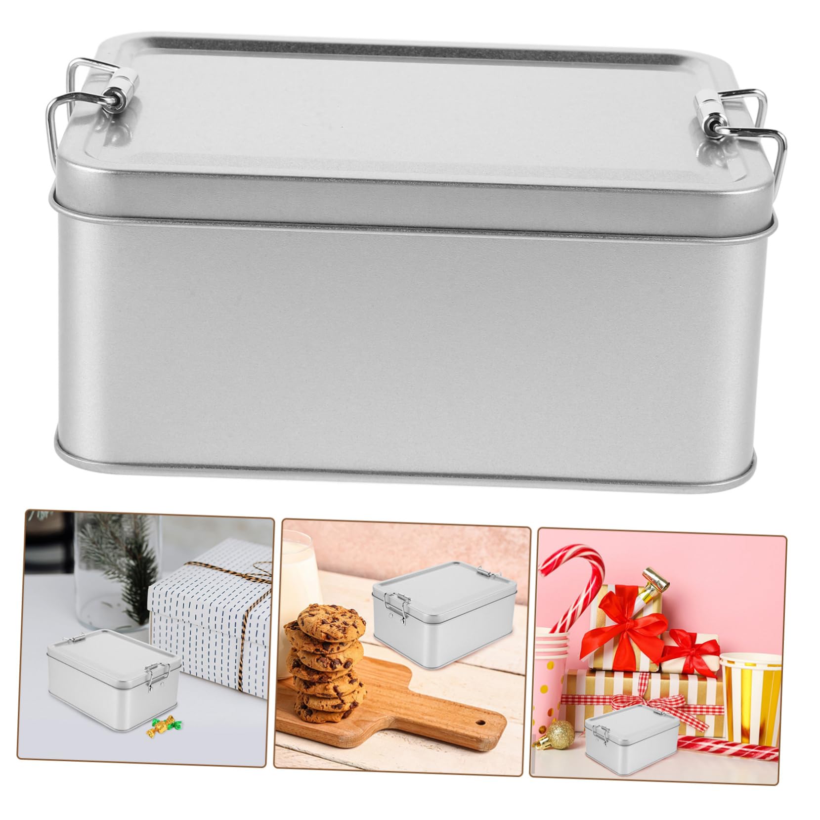IMIKEYA Boîte De 5 Pièces Boîte à biscuits en fer faveurs de mariage boîtes d'emballage avec couvercles étain moule à cake pots de bonbons avec couvercles boîtes à biscuits Silver