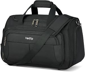 HanTrip Underseat Carry On Luggage Bags for Travel Lightweight Overnight Weekender Bag for Women Men Travel Tote Bag (Black)