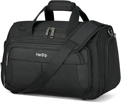 HanTrip 16 Inch Under Seat Carry On Duffle Bag for Airplanes, Black
