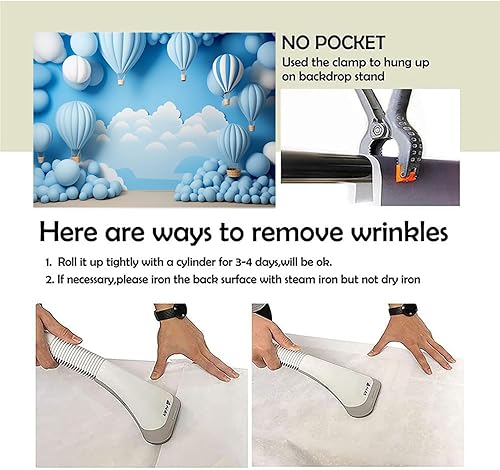 Miniatura 5 de Telón de fondo de vinilo para niño de primer cumpleaños para niños, 1er cumpleaños, feliz fotografía, cielo azul, nubes, globos aerostáticos,