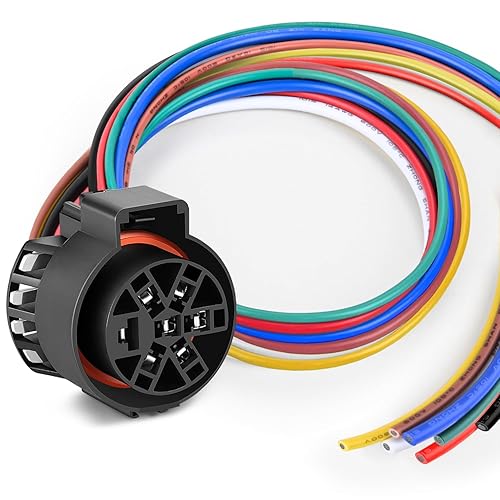 Nilight USCAR - Arnés de cableado para remolque de 7 pines, accesorios de conector de 7 vías, 24 pulgadas, paquete de remolque de fábrica, enchufe