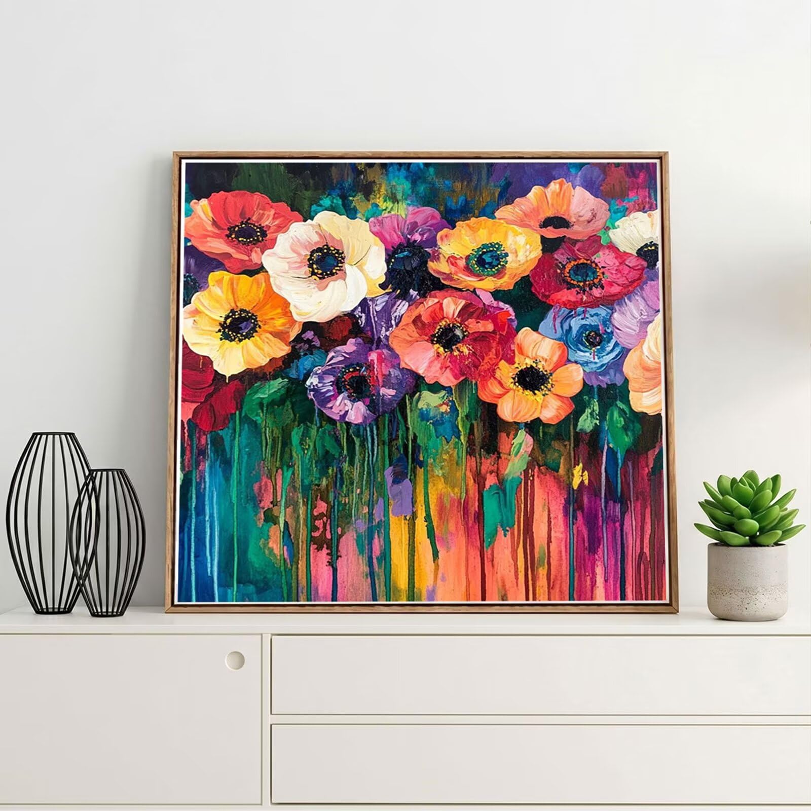 5D Diamond Painting Kit Complet, Diamond Painting Enfant Abstrait Plein Foret Peinture Diamant Fleur pour Adulte Débutant, Activité Manuelle Cristal Art Kit pour Décoration Murale 70x70cm FX#41
