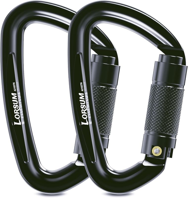 4" Auto Locking Climbing Carabiner, 26KN/ 5728lbs Large Carabiner Clips, UIAA Certified Heavy Duty Caribbean Clips for Rock Climbing, Camping, Hammock, Rescue, D Shaped Twist Lock