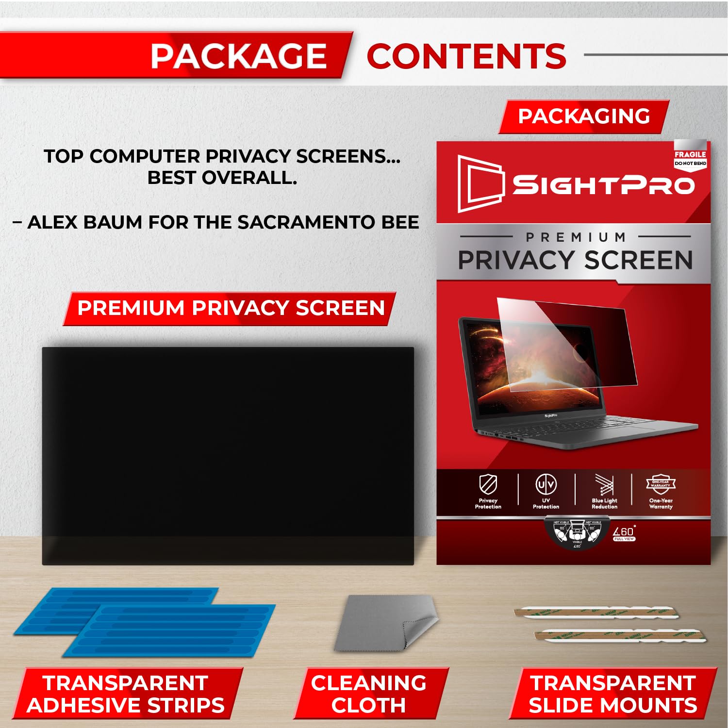 SightPro 14 Inch 16:9 Laptop Privacy Screen Filter - Privacy Shield and Anti-Glare Protector (Not Magnetic) — Amazon image 6