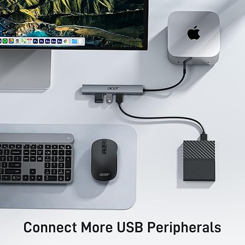Miniatura 3 de Acer Hub USB C 5 en 1 con HDMI 4K, entrega de alimentación de 100W, 3 puertos de datos USB A, adaptador multipuerto USB C a HDMI para portátil, PC,