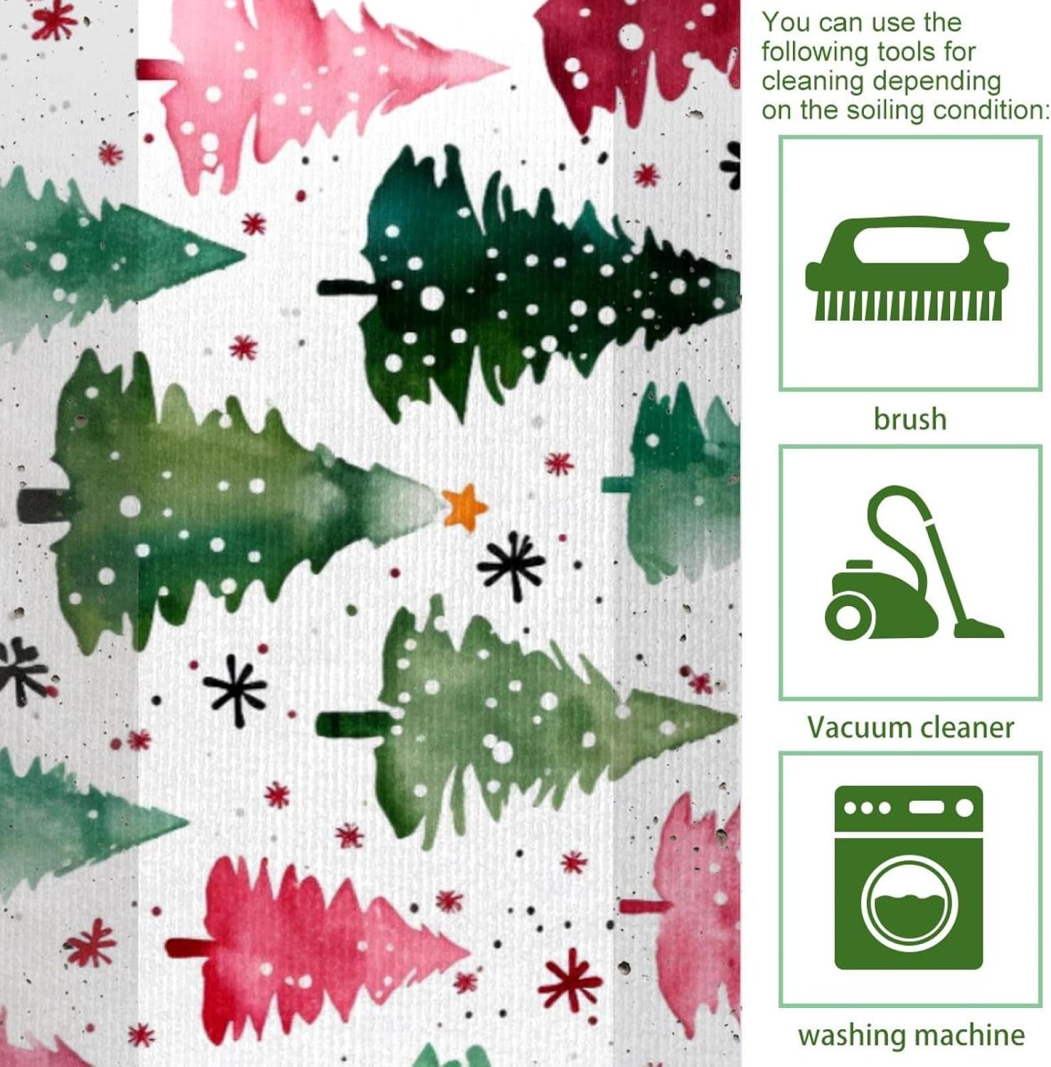 Snowflake Christmas Tree Kitchen Mats and Rugs 2 Pieces Set Absorbent Kitchen Runner Rug for in Front of Sink Kitchen Floor Mats Comfort Standing Desk Mat Pads