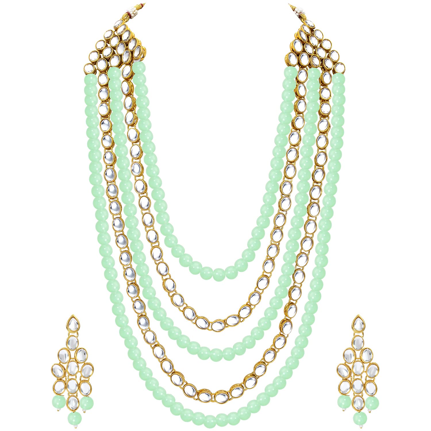Peora 18K Gold Plated Kundan Pearl Long Necklace with Earring Indian Traditional Jewellery Set for Women Girls (Mint) (B07VLYH8XC) Amazon Price History, Amazon Price Tracker