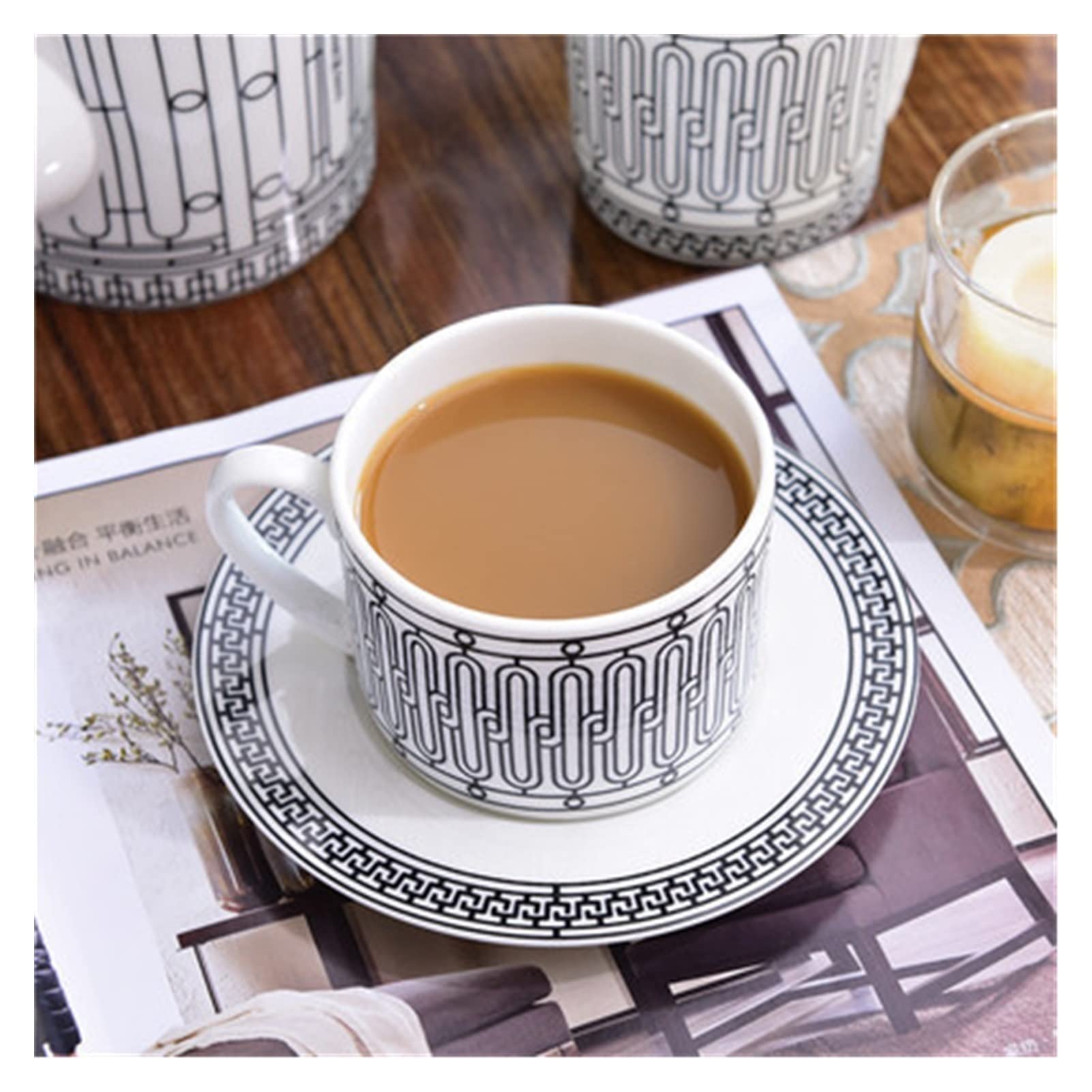 Tazza di caffè Rosso Tazza di tè Ceramica Set Piatto Piatto tavola da tavola Set da Sposa e Regali casalinga Set Tazzine caffè e Piattino (Color : 1)