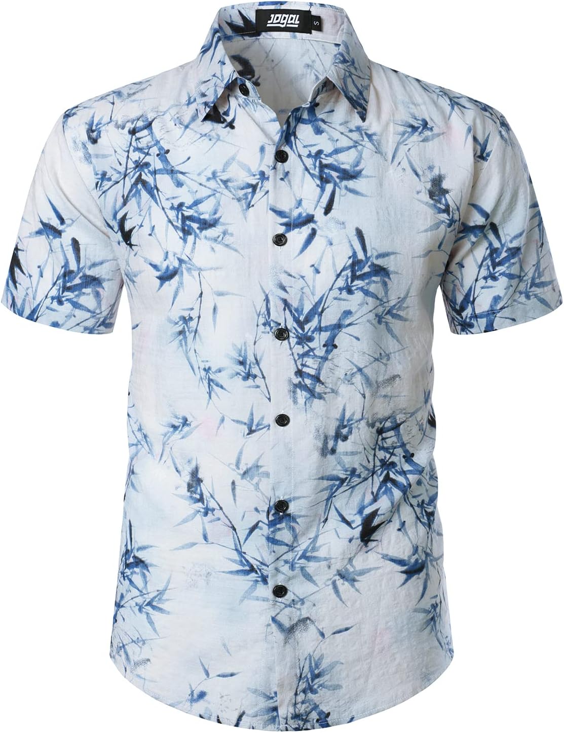 JOGAL Men's Flower Casual Button Down Short Sleeve Hawaiian Shirt - Image 2