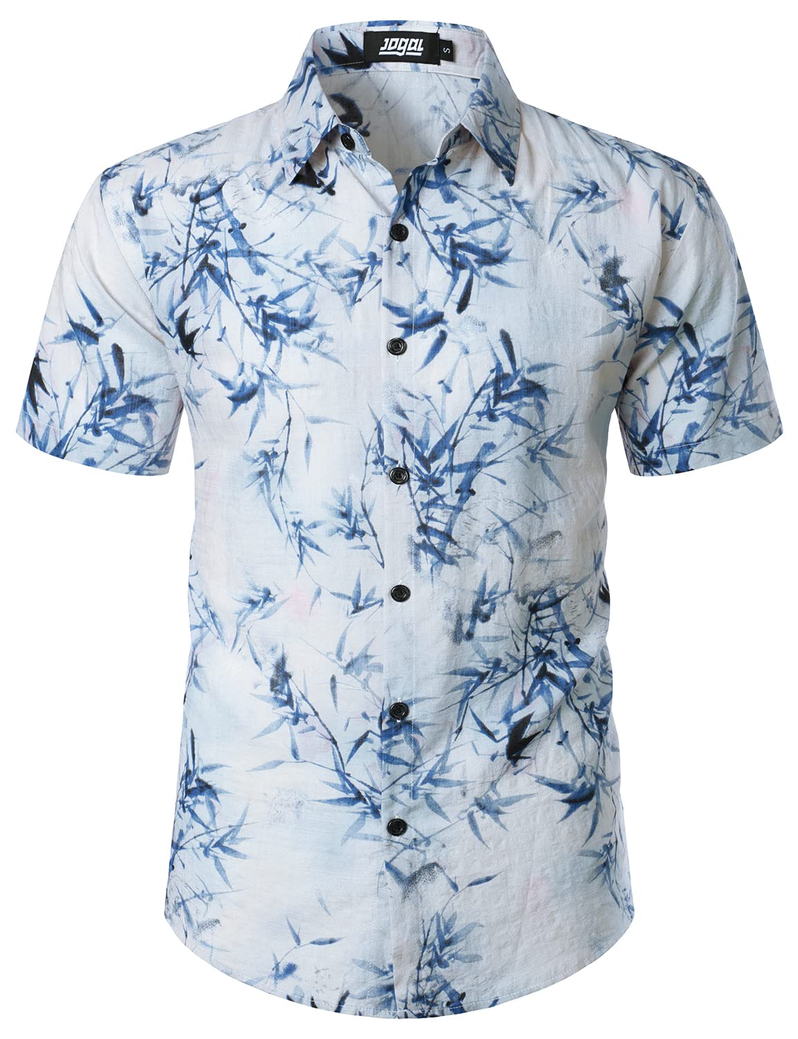 JOGAL - Camicia hawaiana da uomo, casual, motivo floreale, a maniche corte