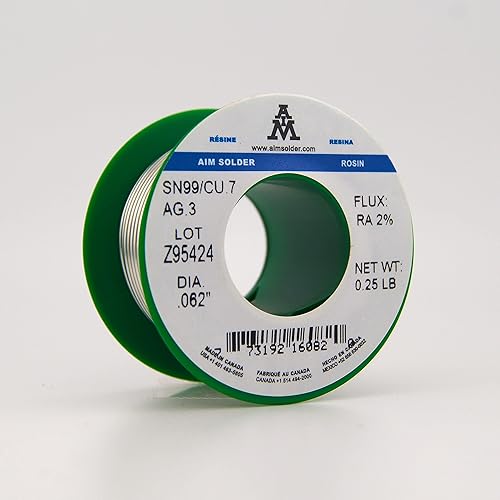 Miniatura 2 de AIM Soldadura sin plomo núcleo de colofonia alambre de soldadura Sn99 Ag0.3 Cu0.7 para soldadura eléctrica 0.062 pulgadas, 0.25 libras (0.059 in