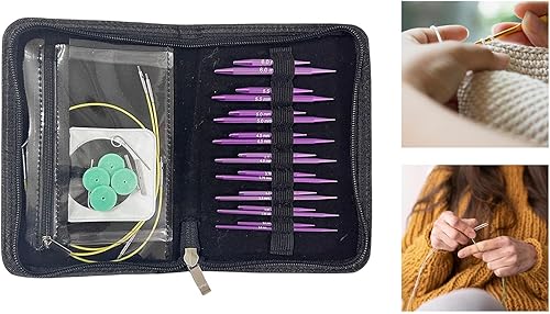 Miniatura 7 de UGPLM Juego de agujas de tejer circulares multifuncionales para manualidades flexibles con bolsa de almacenamiento, agujas de ganchillo