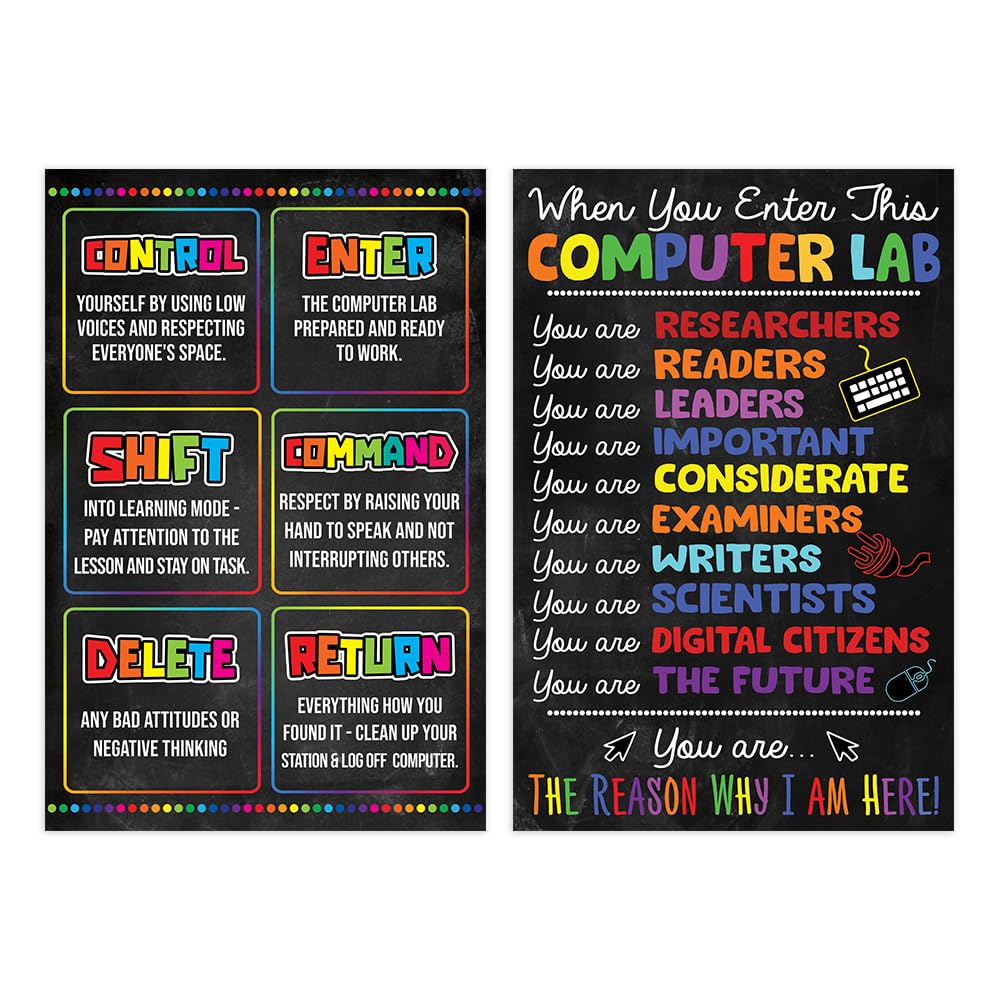2Pcs Computer Lab Posters, 12"x18", Computer Classroom Posters, Technology Class, Classroom Decor, Computer Science, Welcome to Computer Lab, Computer