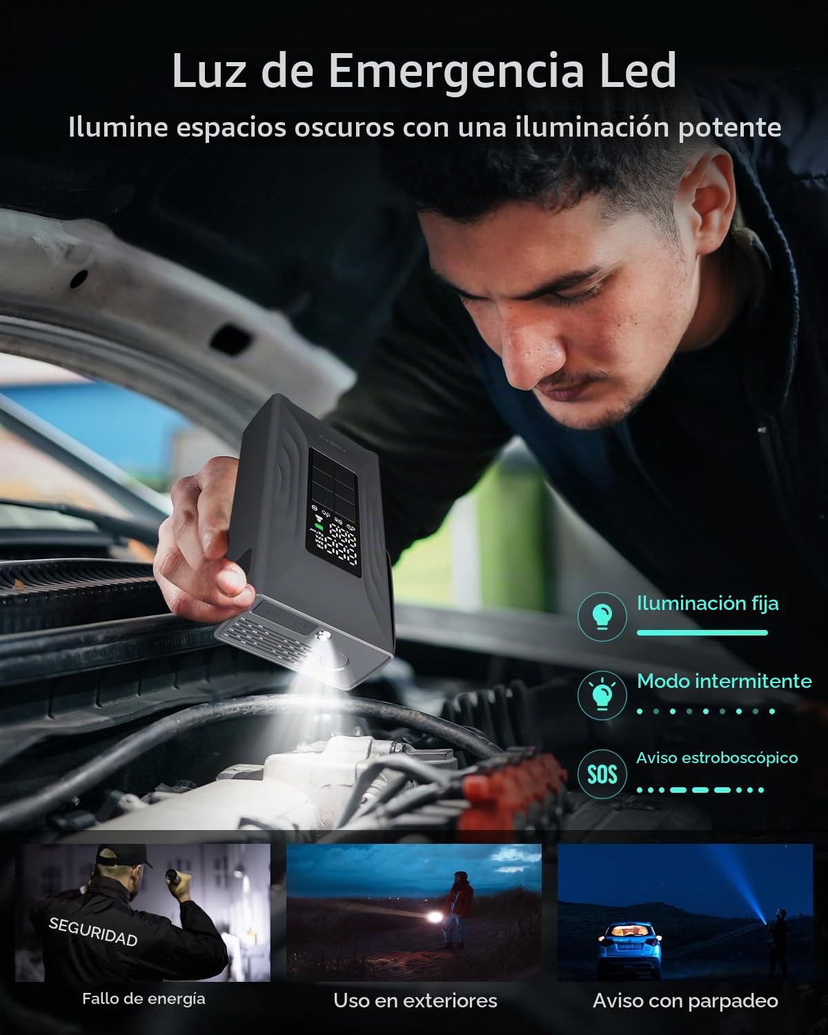 ASMAX Arrancador de Baterias de Coche 4000A, Compresor de Aire 150PSI