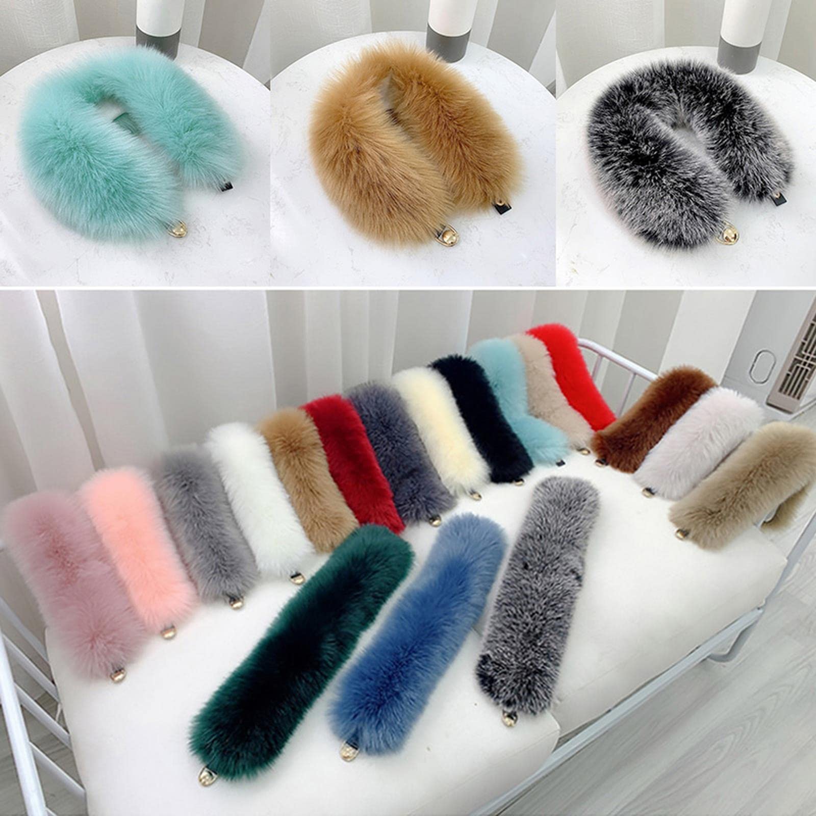 MOGSA Bufandas de invierno para mujer, cuello de piel sintética, chal de piel sintética, talla única