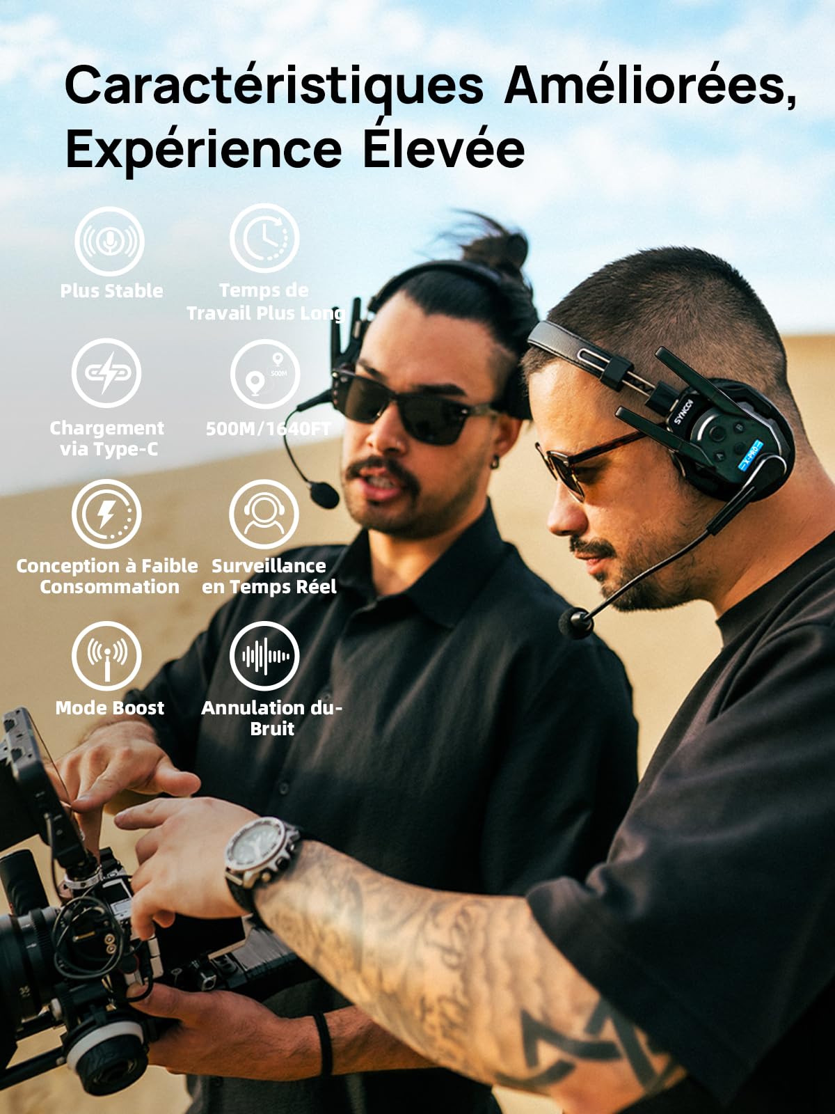 SYNCO Xtalk XPRO5 Casque Intercom Full Duplex 2.4G sans Fil avec Annulation du Bruit 5 Écouteurs