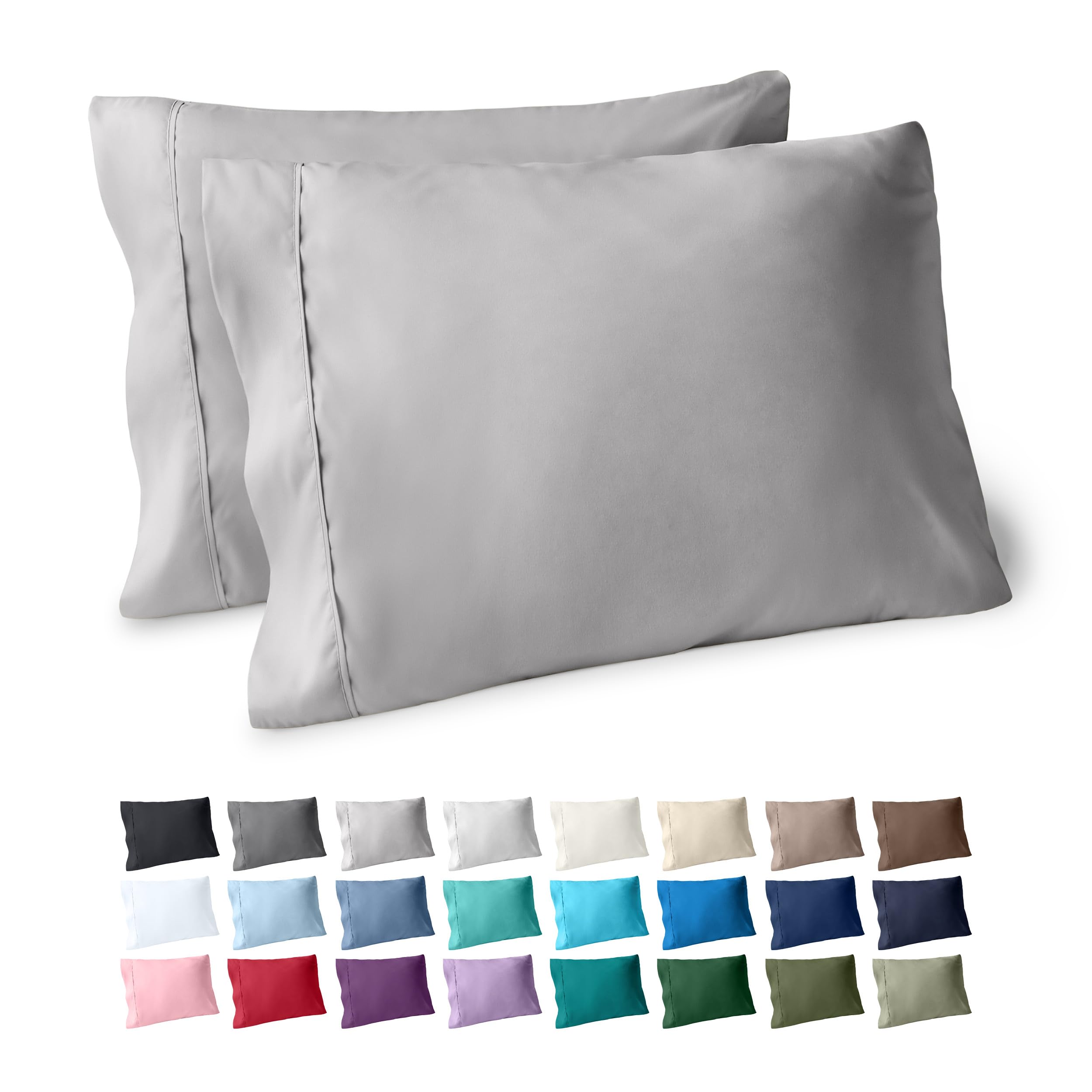 Bare Home Pillowcases Open End (Standard Set of 2, Light Grey)