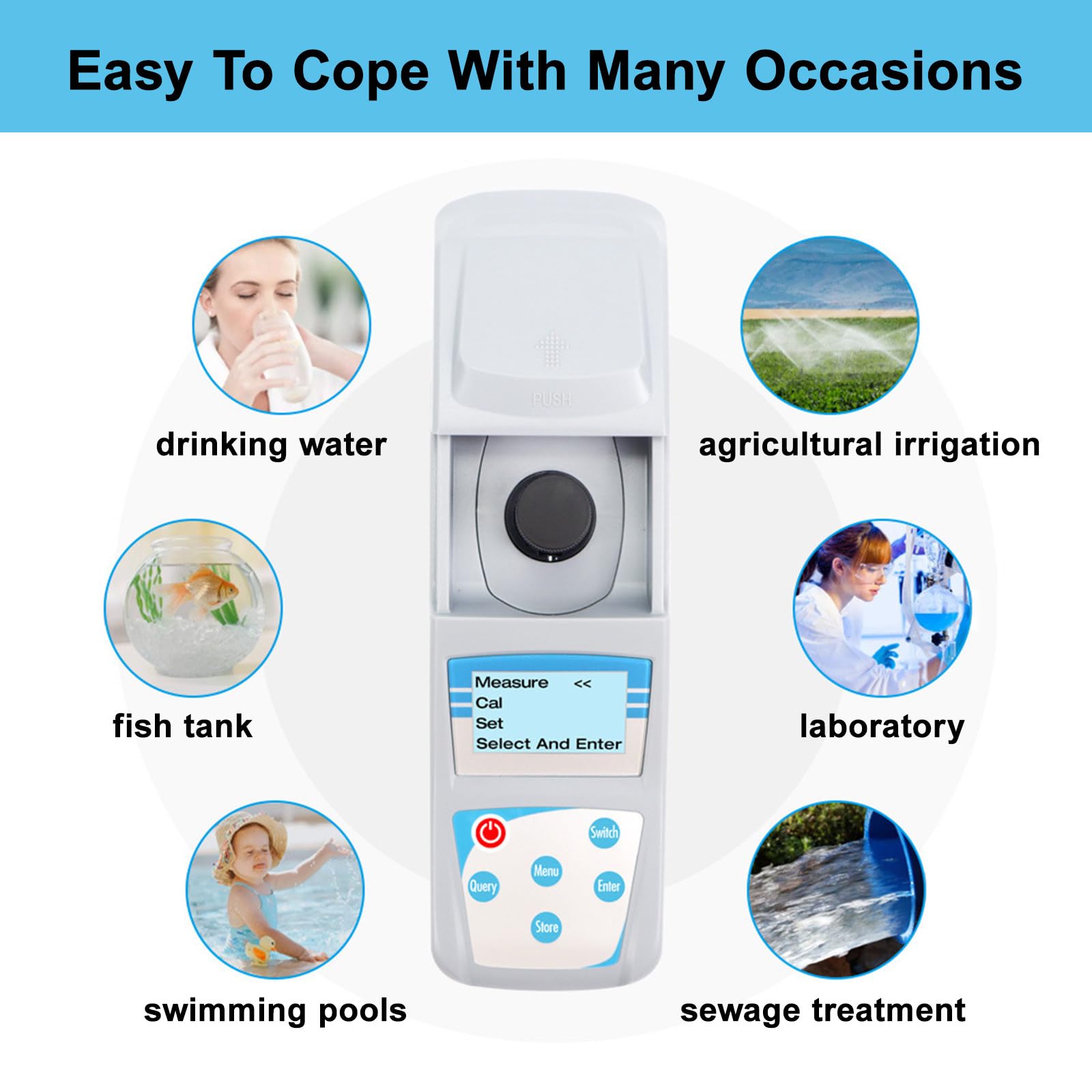 Turbidímetro con Pantalla Digital, Turbidímetro para Aguas Residuales para Probar La Calidad del Agua De Piscinas/Peceras, Rango De Medición De 0 A 1000 NTU, con 3 Botellas De Muestra