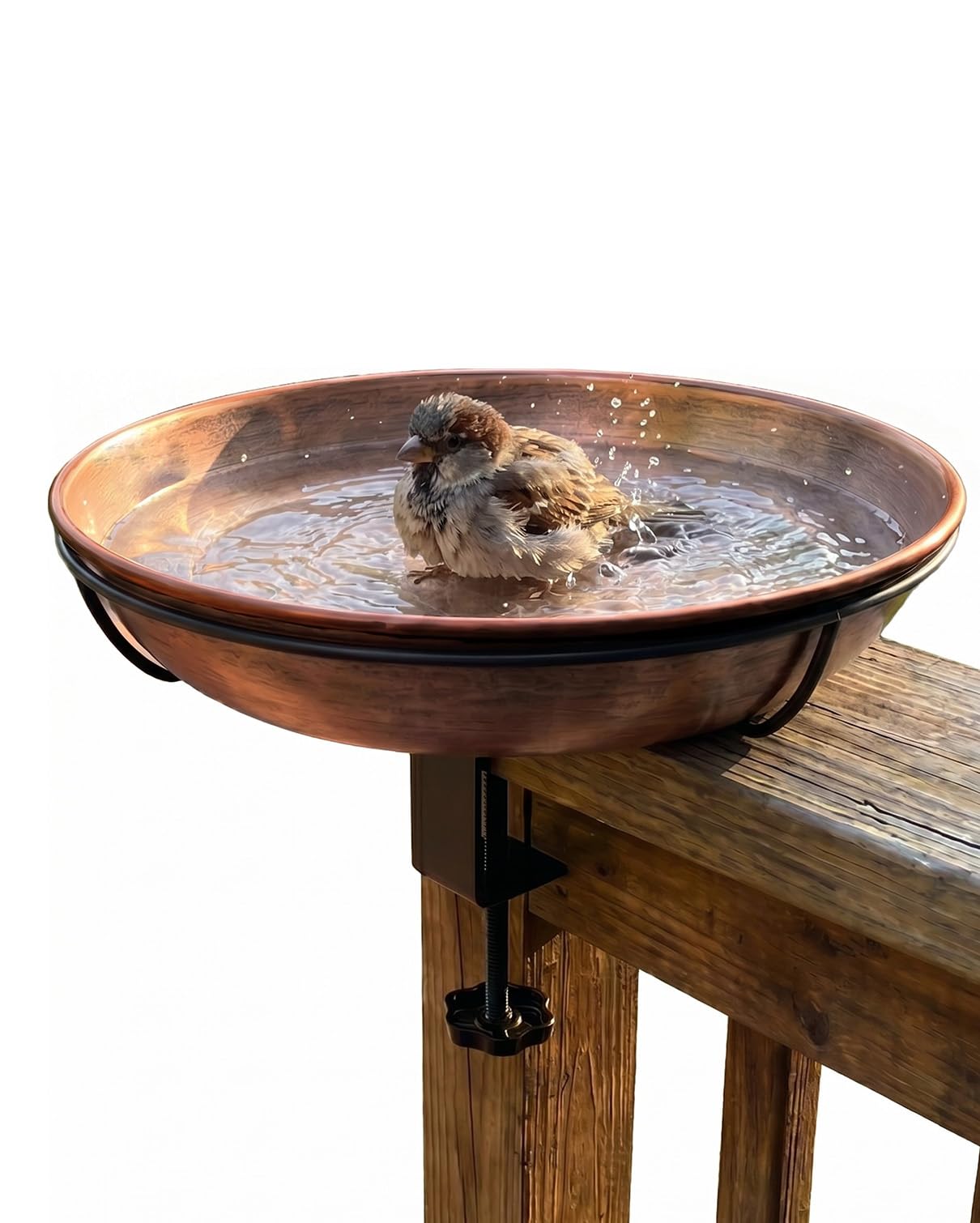 Deck Mounted Bird Bath with Adjustable Clamp