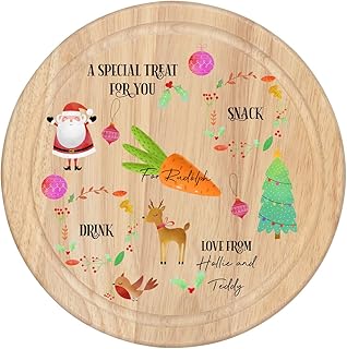 Personalised Wooden Christmas Eve Santa Board Plate Treats Milk Mince Pie Christmas Eve Box Carrot Rudolph Tray Christmas Plate
