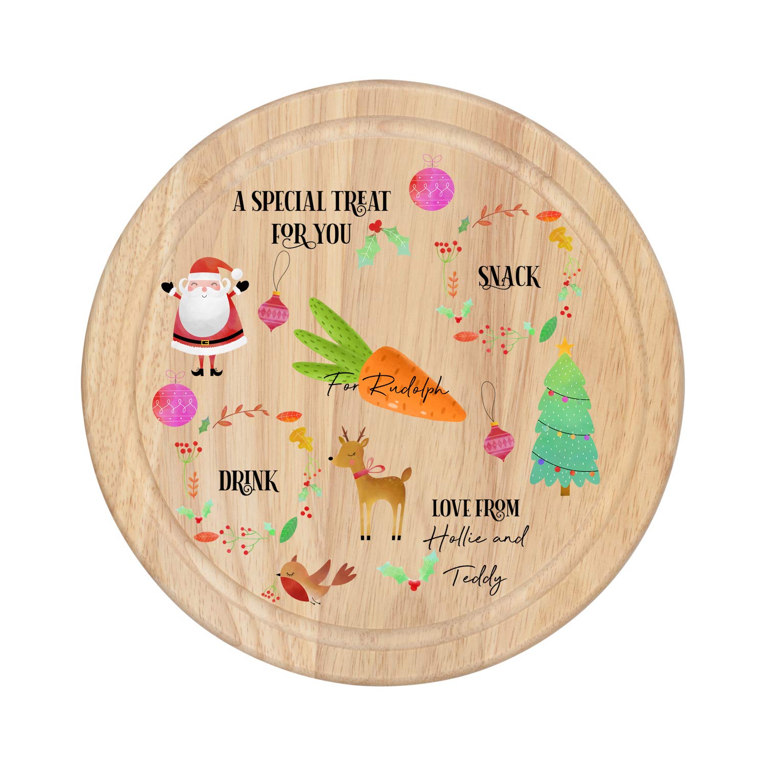 Personalised Wooden Christmas Eve Santa Board Plate Treats Milk Mince Pie Christmas Eve Box Carrot Rudolph Tray Christmas Plate