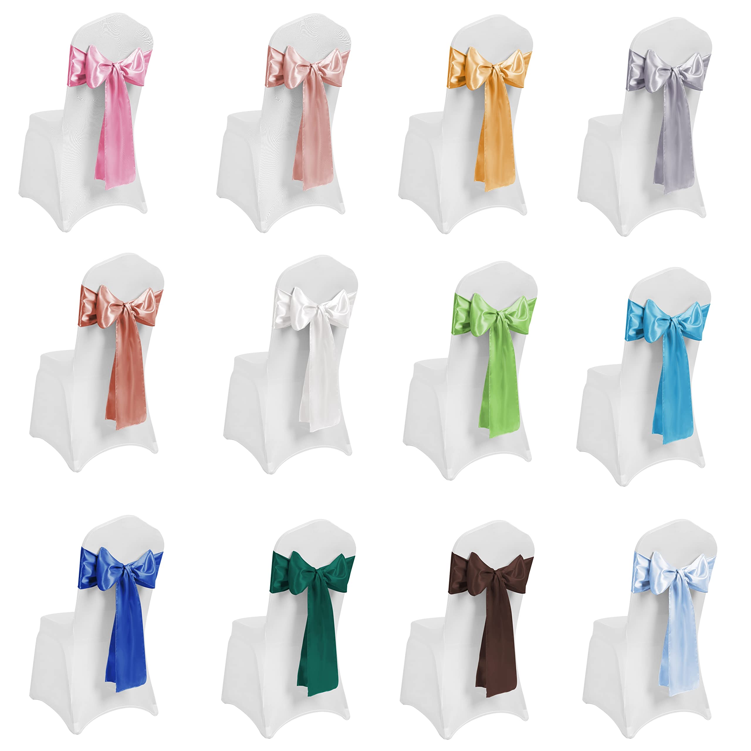 Satin Chair Sash WIDER FULLER BOWS Chair Sashes Bow Back Tie Ribbon Wedding Banquet Decoration (Red, 100) - Image 4