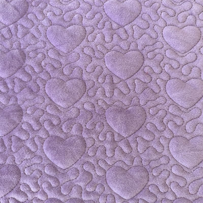 Miniatura 7 de Zhiyuan Colcha de forro polar de terciopelo con volantes de encaje ligero acolchado con corazón, solo para cama de invierno, Queen, lila