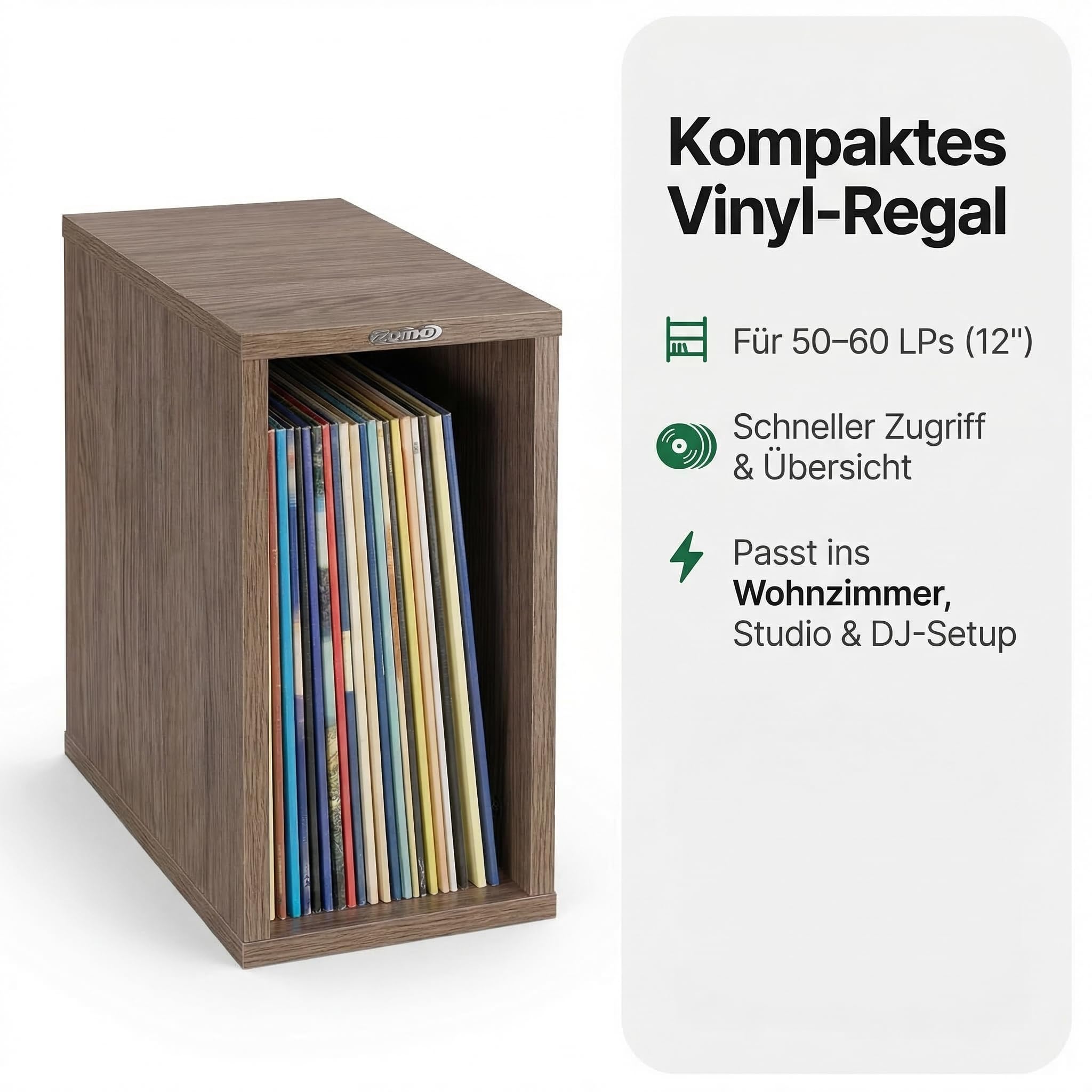 Mobiletto Per Vinili Zomo Vs-Box 50 Noce