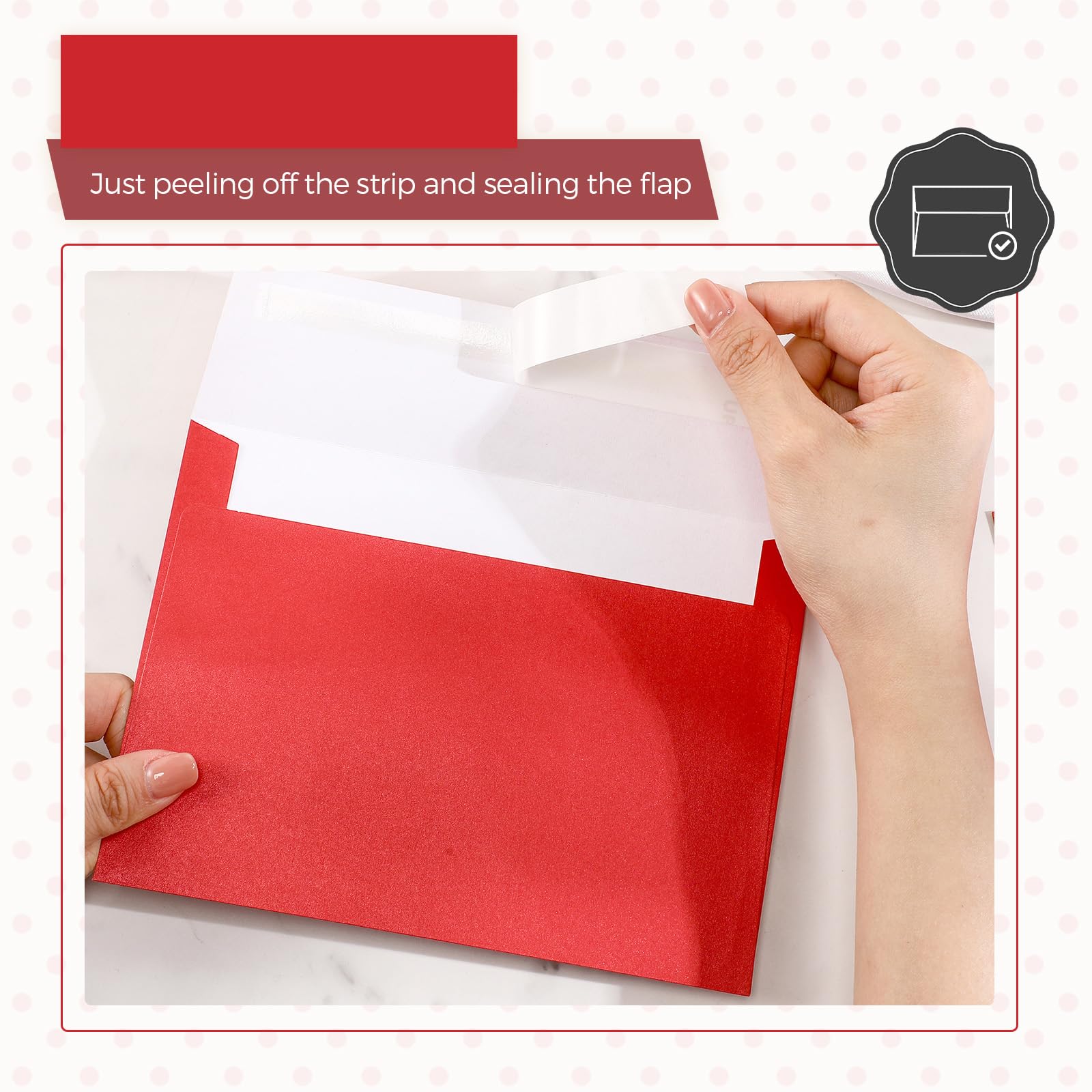 Amazon | A4 赤封筒 100枚パック 印刷可能 4.25 x 6.25インチ 印刷可能