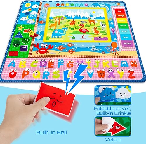 Miniatura 5 de Tapete de juego para bebé, tapete de juego grande para bebé, algodón de doble capa y grueso, suave, no tóxico, tapete de juego para bebés, con