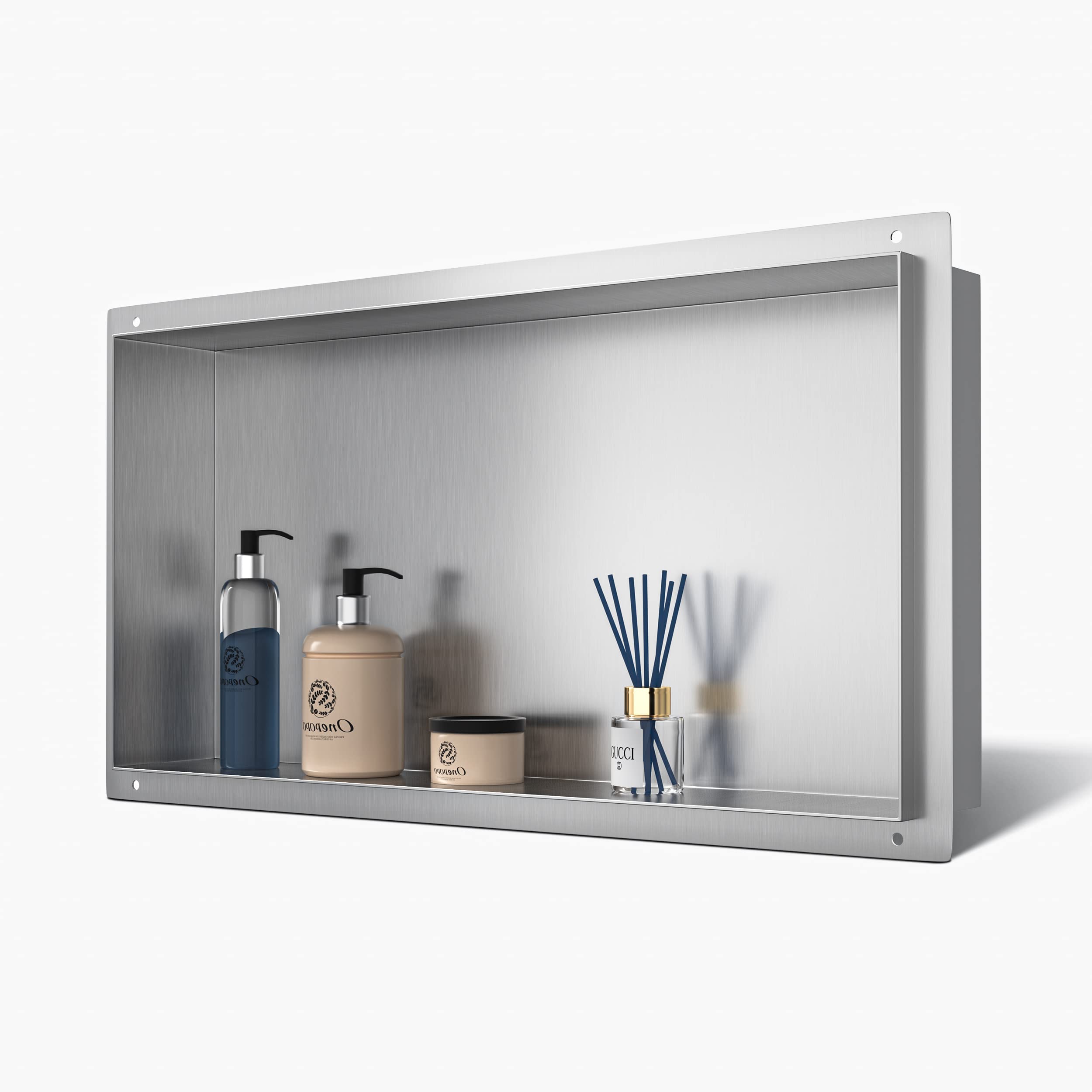 Niche Murale Salle De Bain Inox 304 - 60x30x10 Cm, Montage Encastré - Fond Incliné Anti-eau, Sans Carrelage Nécessaire