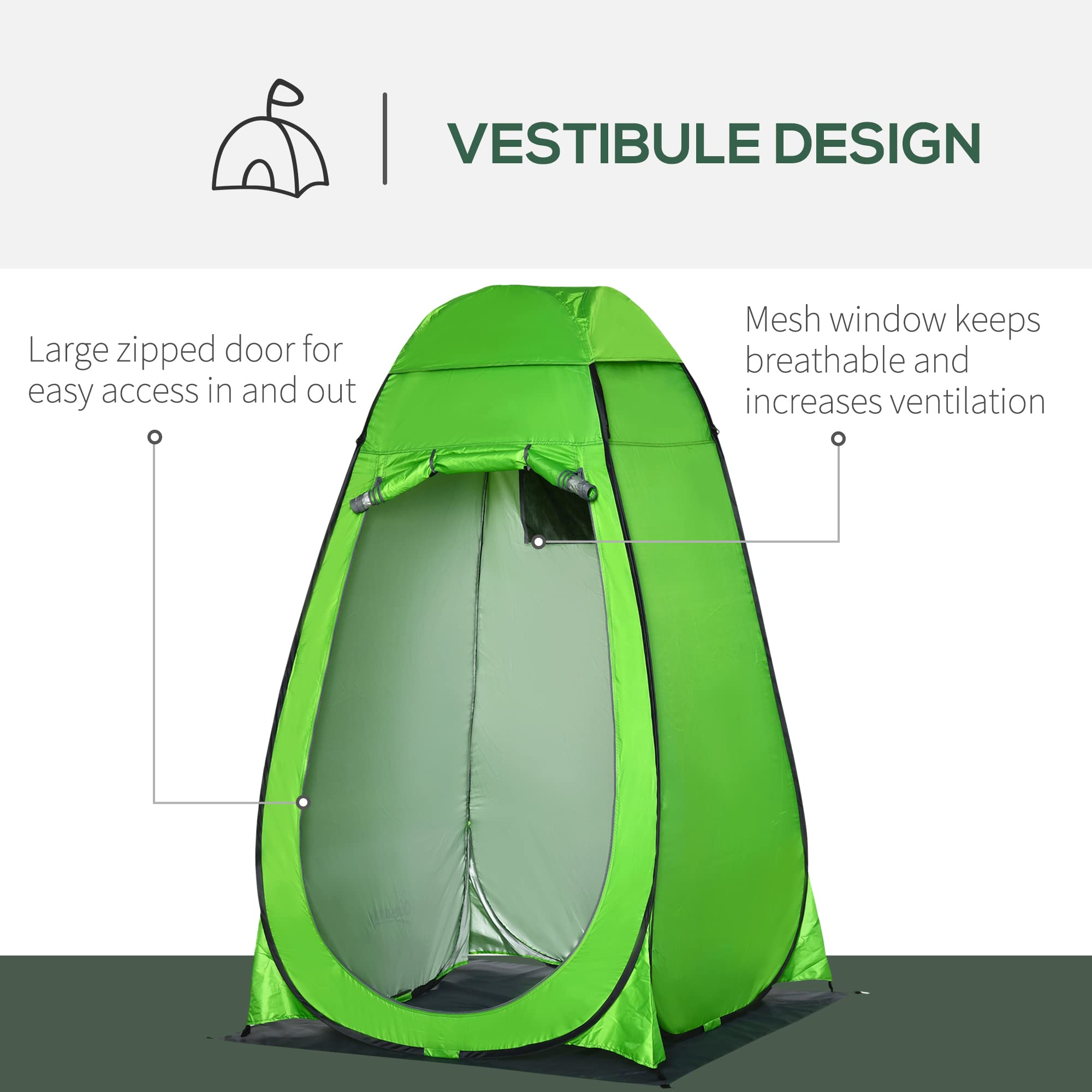 Outsunny Tente de douche cabine de change 126x124x189 cm Vert