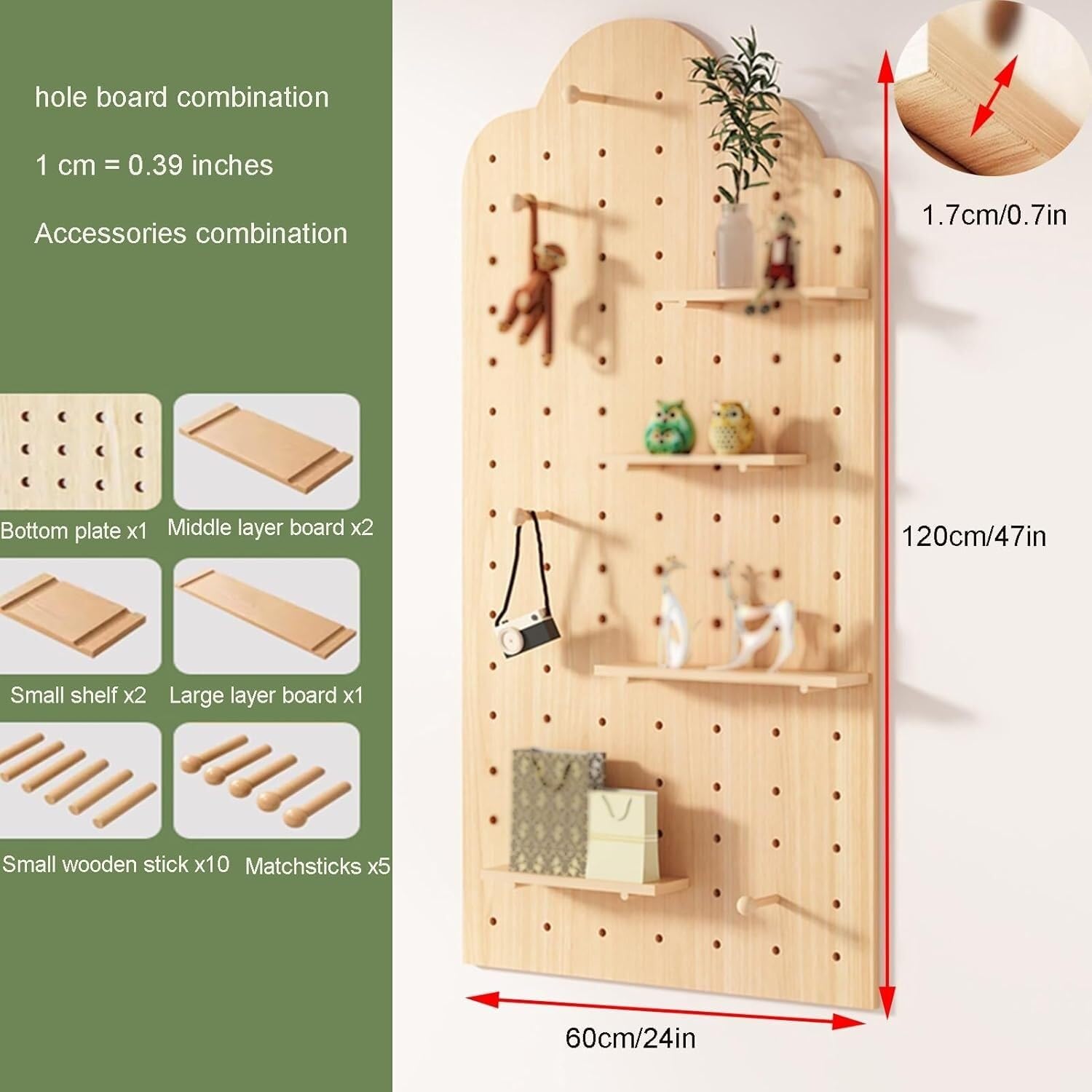 Zestaw haczyków do pegboardów, montowany na ścianie, zestaw do przechowywania w biurze, 60 x 120 cm, szary system przechowywania pegboardów, wszechstronne akcesoria do przestrzeni roboczej bez