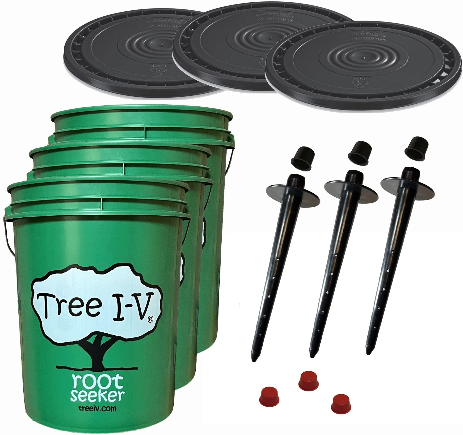Tree I-V 3-pk Fill & Haul Root Feeder Watering System - Includes Plug & Lid - All Features of Base System with Additional Benefit of Reaching Remote Trees
