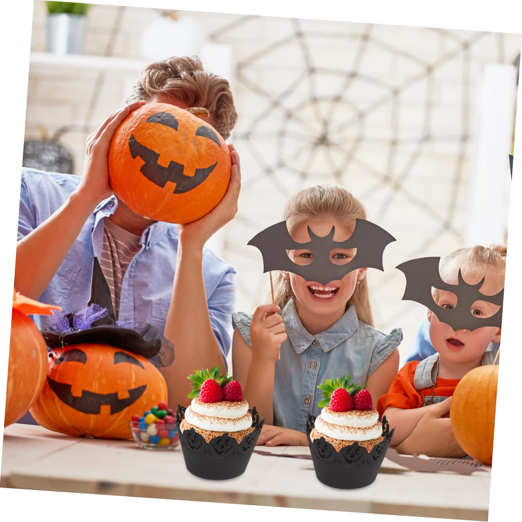 MAGICLULU 5 Juegos Vaso De Papel Hueco Purpurina Comestible Exterior Decoraciones Comestibles para Pasteles Calabaza Azúcar De Halloween Chispas De Oro Portador De La Magdalena Uds * 5