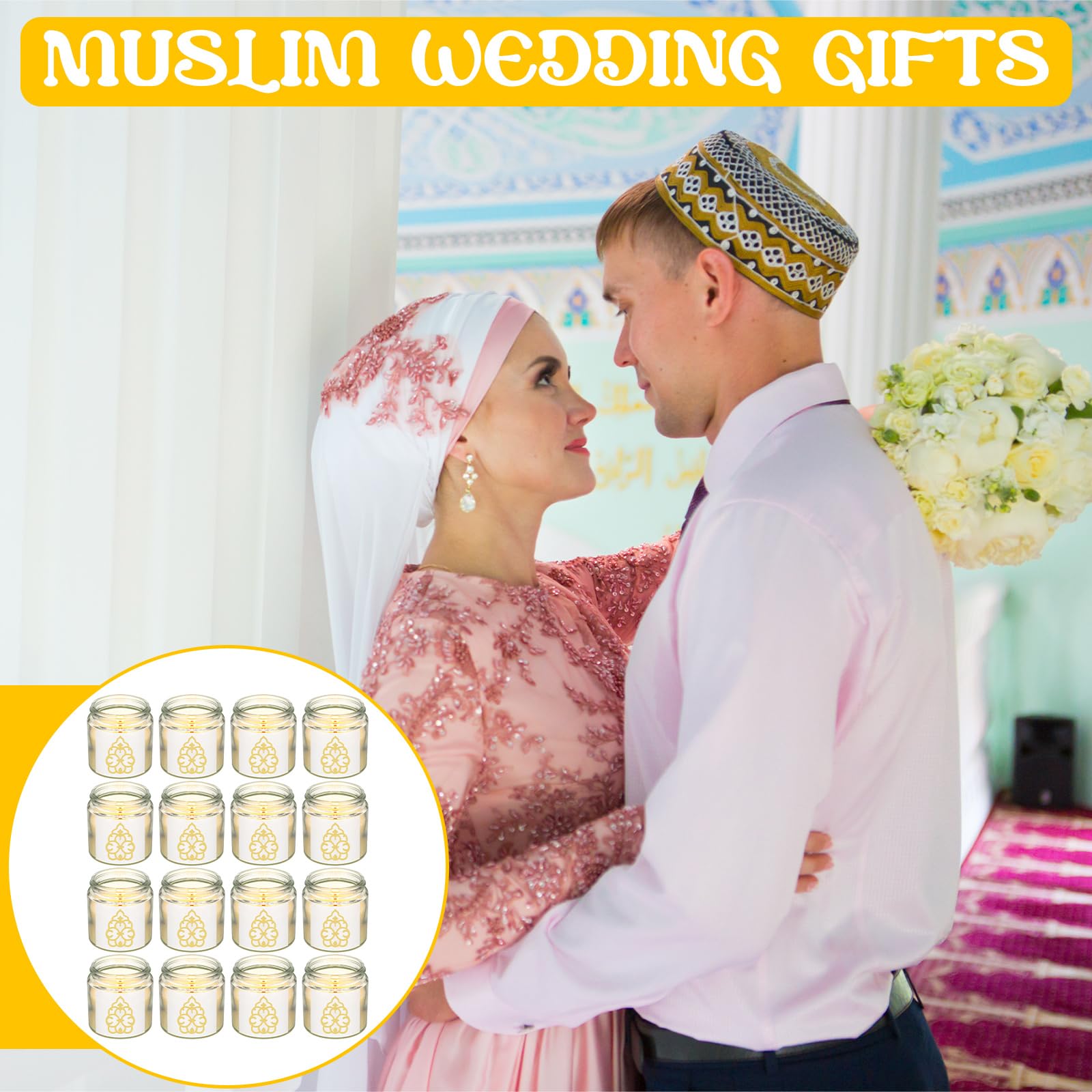 Hoolerry 12 Pcs Eid Mubarak Candles Gifts Bulk Eid Al Adha Party Favors for Women Mubarak Scented Soy Candles Lavender Mini Muslim Islamic Gifts Thank You Glass Jar Islamic Festival Party Favors