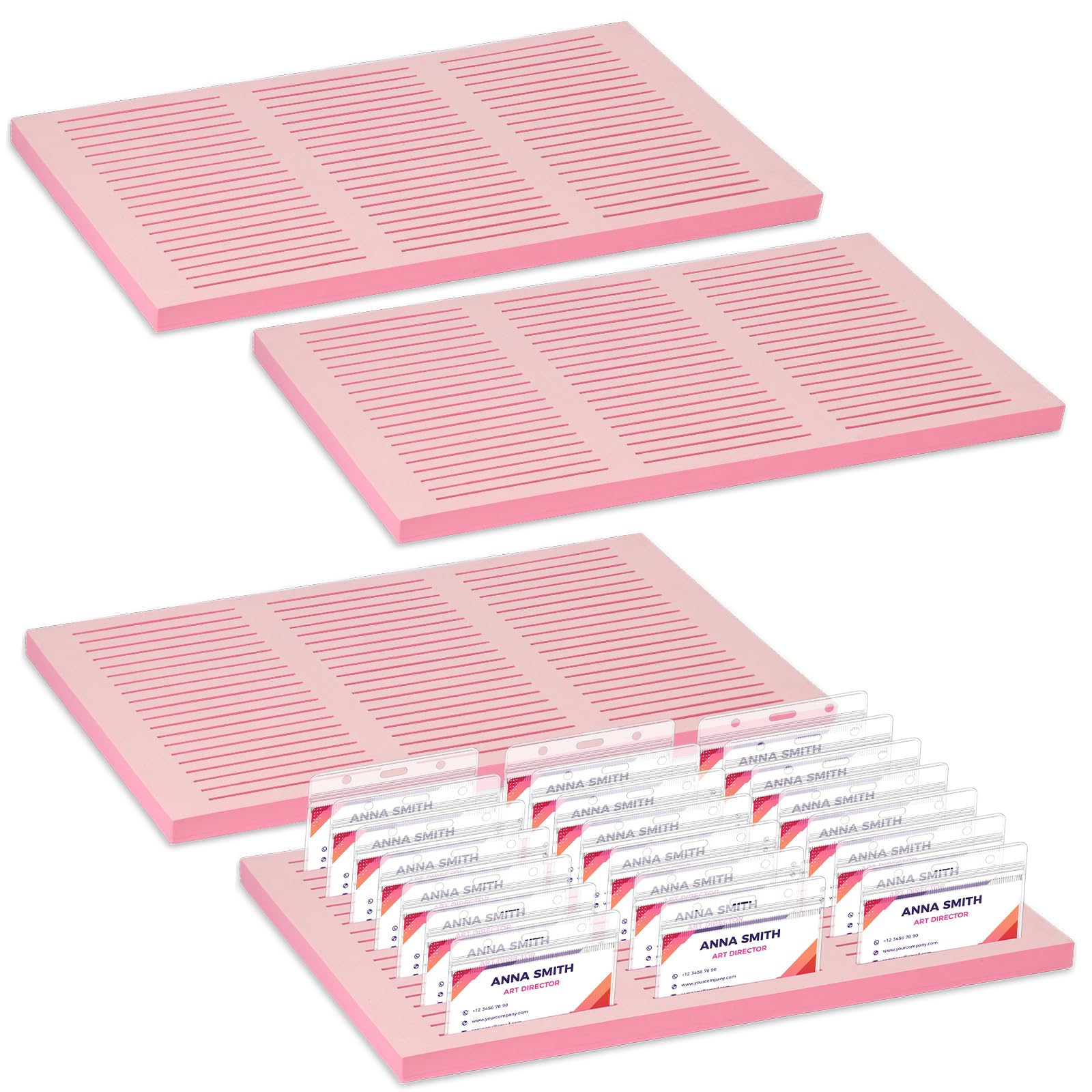 4 Pack of 120 Slots Pink Foam Name Badge Holder 4.25 Inches Slots