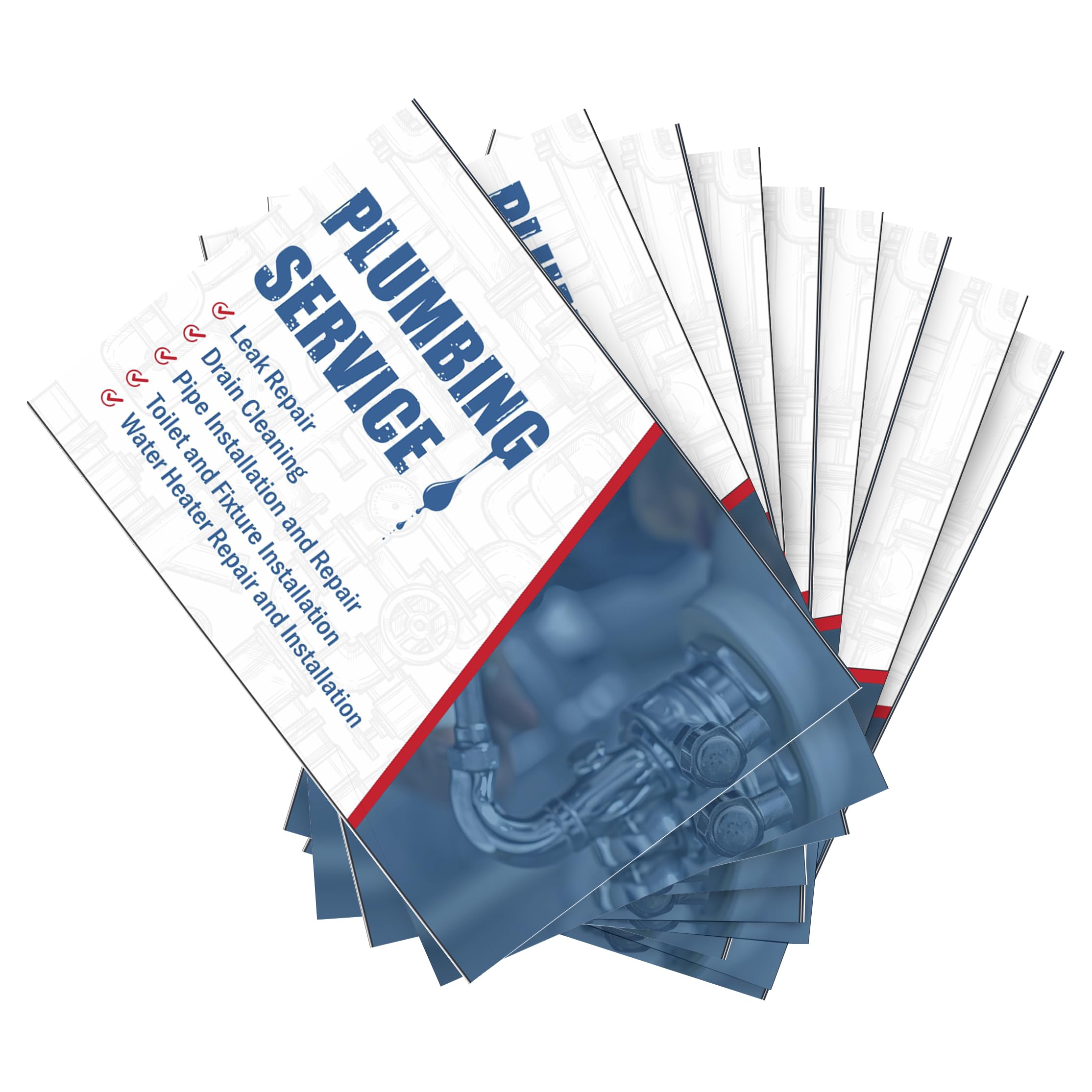 lepni.me Custom Plumber Business Cards with Your Name, Phone, Email, Social Media, Site Personalized White and Blue Plumbers Business Cards Front/Back Side, Gloss Mat, Simple or Laminated, All PCS