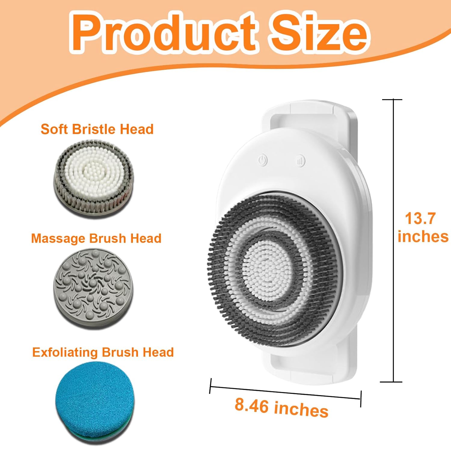 Electric Body Brush, Wall-Mounted Body Brush with Soft Bristles, Rechargable Body Shower Brush for Cleansing, Exfoliating, Massage, with Bath Brush Heads,Presents for Women Men Relaxation at Office - Image 6
