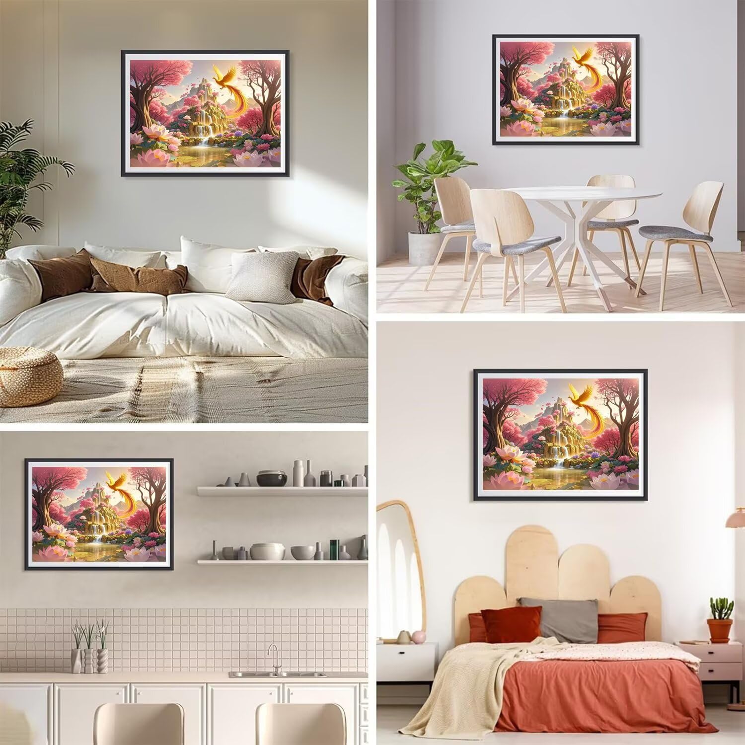 Diament Malarstwo Krajobraz Diament Malarstwo Dorosły 5D DIY Feniks Diament Malarstwo Kryształ Początkujący Zestaw Sztuki Dla Dorosłych Zestawy do Dekoracji Domu Muralnego, Prezent dla Kobiet 100 x