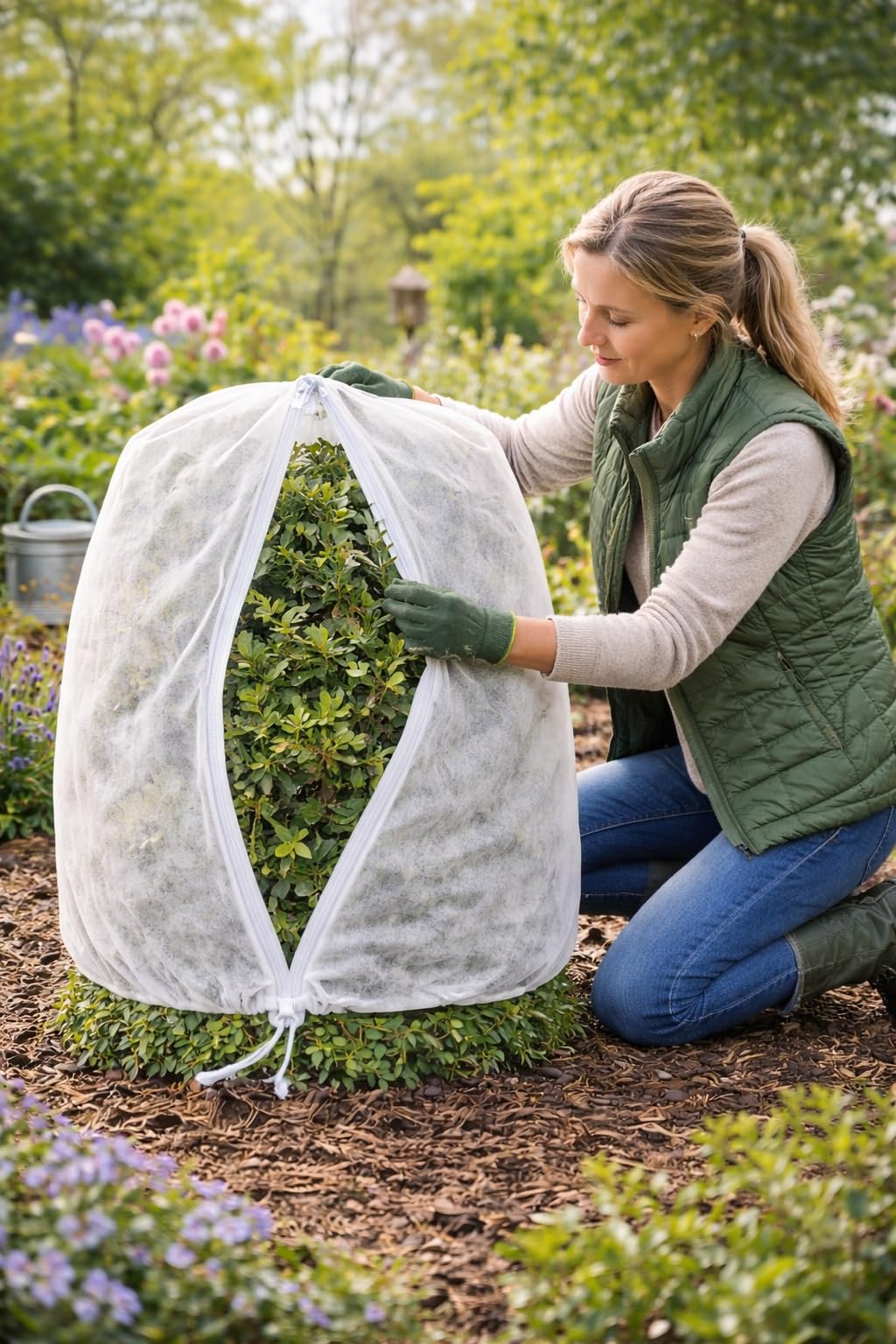 Cost Wise Garden Plant Protection Fleece Cover Bag –With Zip- Heavy Duty 50GSM Frost, Snow & Wind Protection, With Tie Cord, Pack of 1 or 3 (0.9m x 1.5m pack of 3)