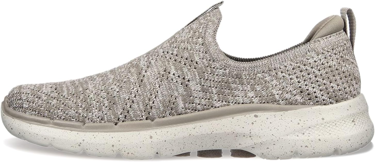Skechers Women's GO Walk 6 Textured Knit Sneaker, Taupe, 5.5