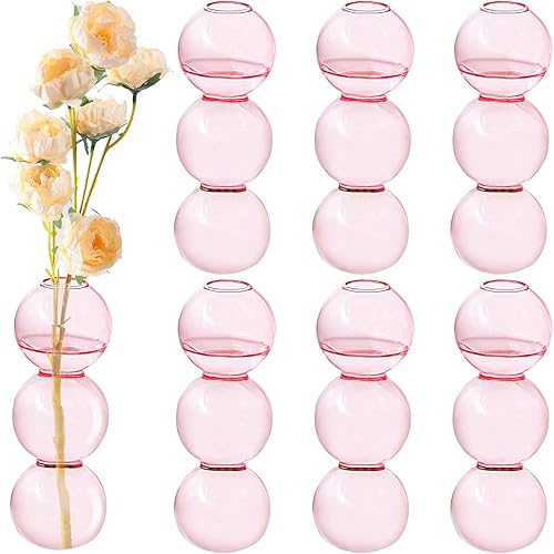 Jarrón hidropónico de burbujas de vidrio transparente de 6.5 pulgadas de alto, florero de bola de burbujas, recipiente de vidrio para plantas,