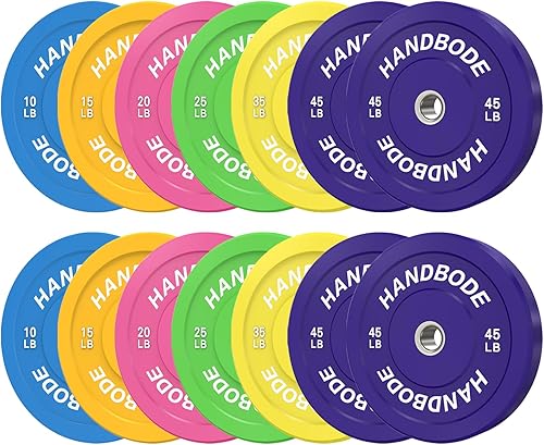 Miniatura 35 de Juego de discos de peso de 2 pulgadas de alto rebote, juego de discos olímpicos de 45/100/160/190/260/300 libras, juego de discos de peso de colores